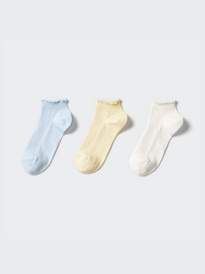UNIQLO - однотонные носки с оборками для девочек (3 пары) - 61 BLUE