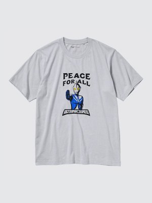 UNIQLO - хлопковая футболка PEACE FOR ALL Ultraman - 02 LIGHT GRAY