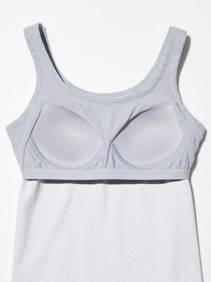 UNIQLO - майка Airism в мелкий рубчик с чашечками - 00 WHITE