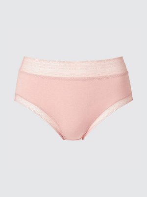 UNIQLO - трусики с завышенной талией и с кружевными краями - 11 PINK