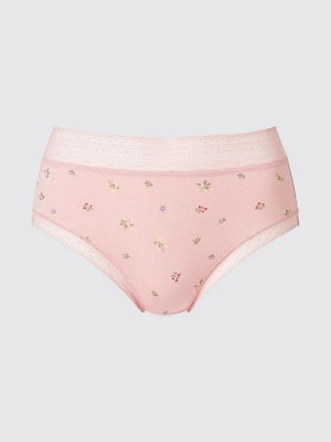 UNIQLO - хлопковые трусики с дизайном и кружевными вставками - 11 PINK