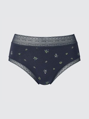 UNIQLO - хлопковые трусики с дизайном и кружевными вставками - 69 NAVY