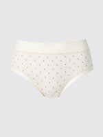 UNIQLO - хлопковые трусики с дизайном и кружевными вставками - 01 OFFWHITE