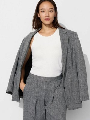 UNIQLO - майка в рубчик с чашечками - 00 WHITE