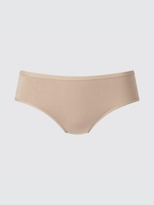 UNIQLO - хлопковые бесшовные трусики со средней посадкой - 32 BEIGE