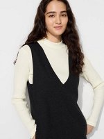 UNIQLO - лонгслив в рубчик с низким воротником - 01 OFF WHITE