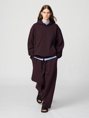 UNIQLO: C - однотонная оверсайз толстовка с капюшоном - 19 WINE
