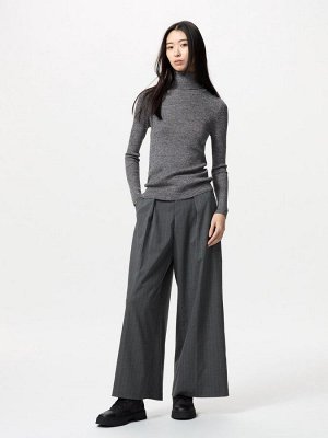 UNIQLO - свитер с высоким воротником в рубчик из шерсти мериноса - 17 RED