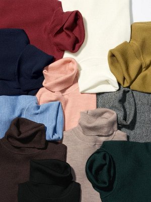 UNIQLO - свитер с высоким воротником в рубчик из шерсти мериноса - 31 BEIGE