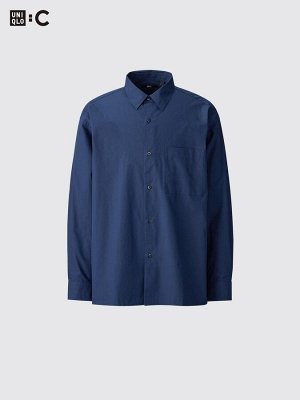 UNIQLO: C - оверсайз рубашка из тонкого хлопка - 68 BLUE