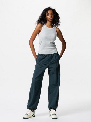 UNIQLO - базовая майка в рубчик с чашечками - 66 BLUE