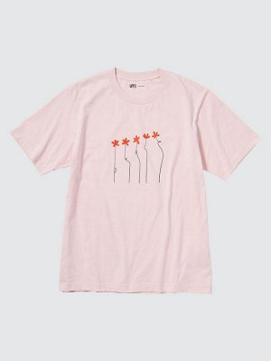UNIQLO - хлопковая футболка PEACE FOR ALL Hana Tajima - 10 PINK
