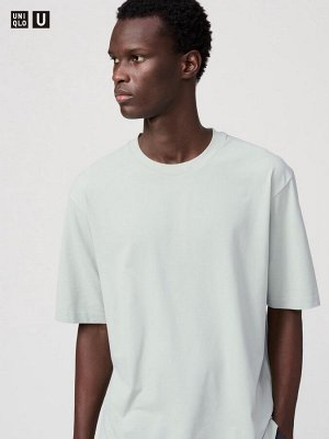 UNIQLO U - мужская футболка с функцией Dry EX и с круглым вырезом - 50 LIGHTGREEN