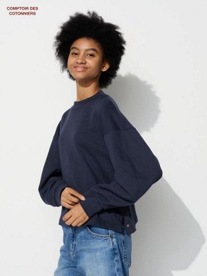 UNIQLO x Comptoir des Cotonniers - однотонный свитшот с заклепками по бокам -  69 NAVY