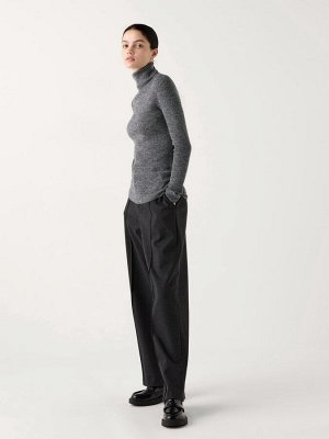 UNIQLO - свитер с высоким воротником в рубчик из шерсти мериноса - 17 RED