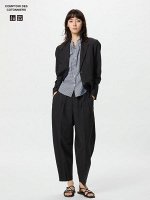 UNIQLO x Comptoir des Cotonniers - брюки-бочонки из льняной смеси, укороченная длина - 09 BLACK