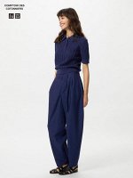 UNIQLO x Comptoir des Cotonniers - брюки-бочонки из льняной смеси, увеличенная длина - 68 BLUE