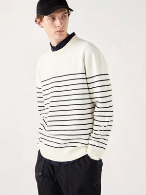 UNIQLO - трикотажный свитер Milano в полоску - 01 OFFWHITE
