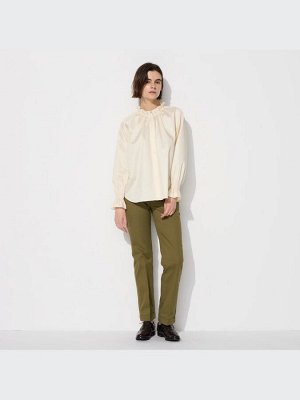 UNIQLO - атласная рубашка с оборками - 09 BLACK