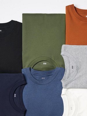 UNIQLO - хлопковая однотонная кофта с круглым вырезом - 00 WHITE