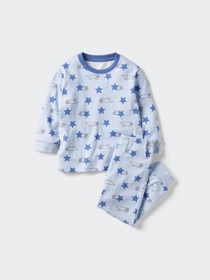 UNIQLO - детская пижама с принтом кошек от Лизы Ларсон - 60 LIGHT BLUE