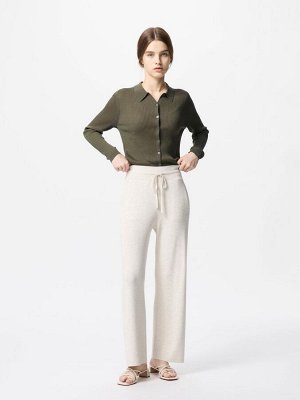UNIQLO - женские трикотажные брюки в рубчик со шнурком - 30 NATURAL