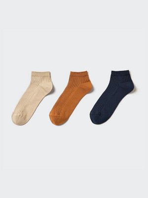UNIQLO - женские короткие носки в рубчик (3 пары) - 31 BEIGE