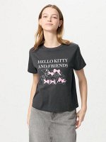 UNIQLO - хлопковая футболка с персонажами Sanrio и Hello Kitty - 08 DARK GRAY