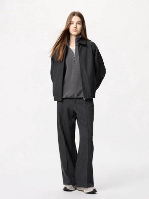 UNIQLO - широкие теплые брюки из джерси - 08 DARK GRAY