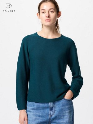 UNIQLO - свитер с круглым вырезом из 3D хлопка - 67 BLUE