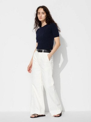 UNIQLO - широкие джинсы на эластичной талии - 00 WHITE