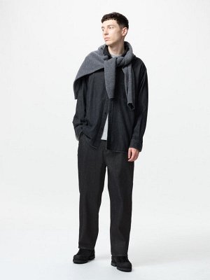 UNIQLO - широкие джинсы зауженного силуэта из хлопка - 09 BLACK