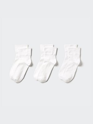 UNIQLO - комплект женских коротких носков на широкой резинке (3 пары) - 00 WHITE