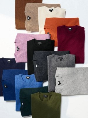 UNIQLO - кашемировый свитер с круглым вырезом - 56 OLIVE