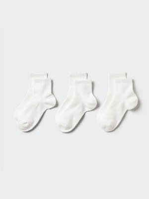 UNIQLO - женские носки в рубчик с мягким ворсом (3 пары) - 00 WHITE