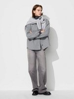 UNIQLO - широкие прямые джинсы увеличенной длины - 05 GRAY