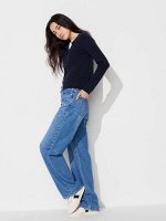 UNIQLO - широкие прямые джинсы увеличенной длины - 64 BLUE