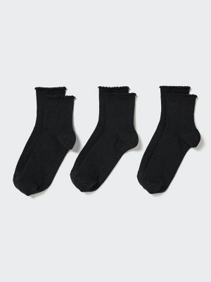 UNIQLO - женские носки с оборками (3 пары) - 09 BLACK