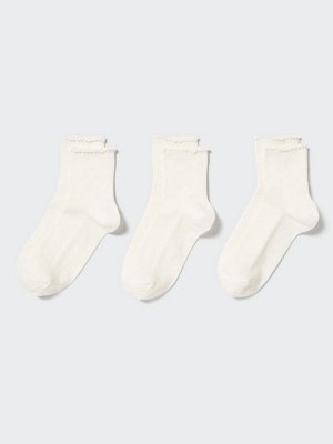UNIQLO - женские носки с оборками (3 пары) - 00 WHITE