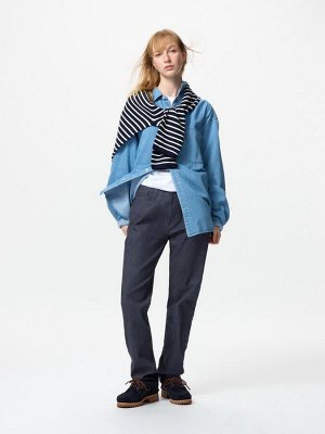 UNIQLO - джинсы EZY с эластичной талией и с зауженным силуэтом - 68 BLUE
