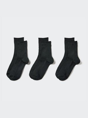 UNIQLO - однотонные женские носки в рубчик (3 пары) - 09 BLACK