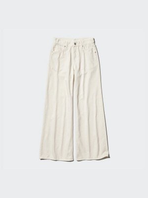 UNIQLO - широкие расклешенные джинсы с драпировкой, увеличенная длина - 30 NATURAL