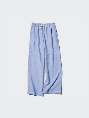 UNIQLO - широкие легкие брюки из смесового льна увеличенной длины
