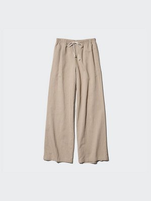 UNIQLO - широкие легкие брюки из смесового льна увеличенной длины