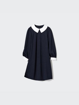 UNIQLO - трикотажное платье с белым воротничком - 69 NAVY