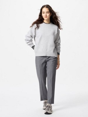 UNIQLO - смарт брюки до щиколотки слегка зауженного силуэта (64-66 см) - 05 GRAY