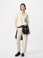 UNIQLO - хлопковые брюки до щиколотки увеличенной длины, свободный силуэт - 30 NATURAL