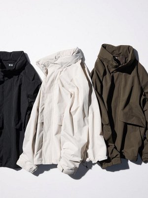 UNIQLO - легкая унисекс ветровка с воротником-капюшоном - 01 OFF WHITE