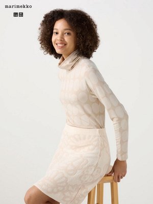 UNIQLO Heattech - тонкая термо-водолазка с уникальным дизайном от Marimekko - 30 NATURAL