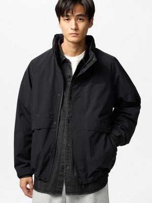 UNIQLO - легкая унисекс ветровка с воротником-капюшоном - 09 BLACK